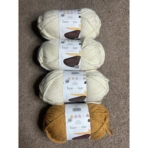 Lion Brand Yarn Two of Wands: Hue + Me Bulky Yarn, 3 Salt, 1 mustard
